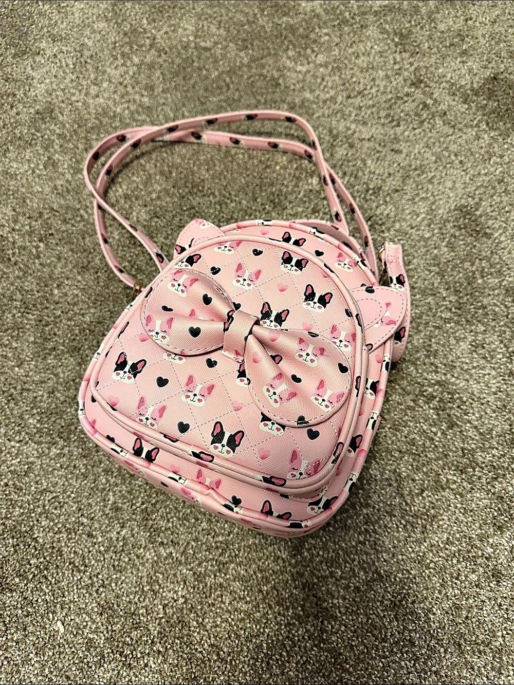 Underonesky Pink Mini Dog Bow Crossbody/Backpack Bag